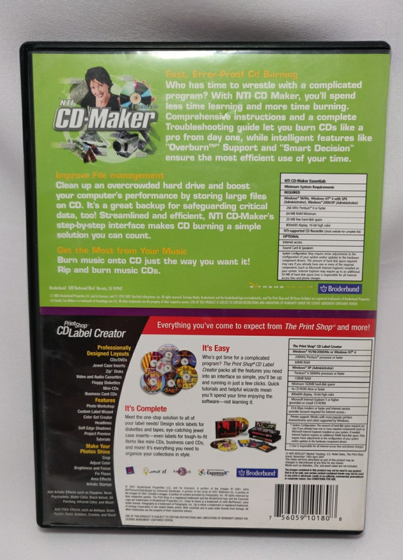 NTI CD-Maker Essentials / The Print Shop CD Label Creator MS/Win USED gallery