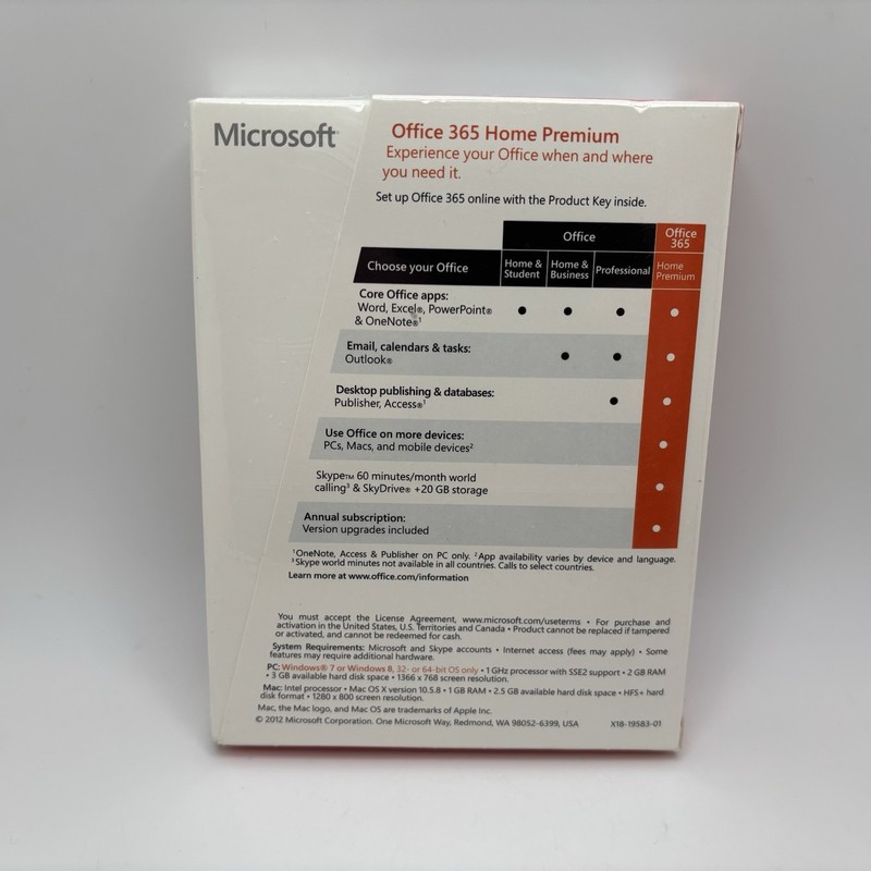 *SEALED* Microsoft Office 365 Home Premium 6GQ-00241 (5 PC'S Or Macs) 2012 READ gallery