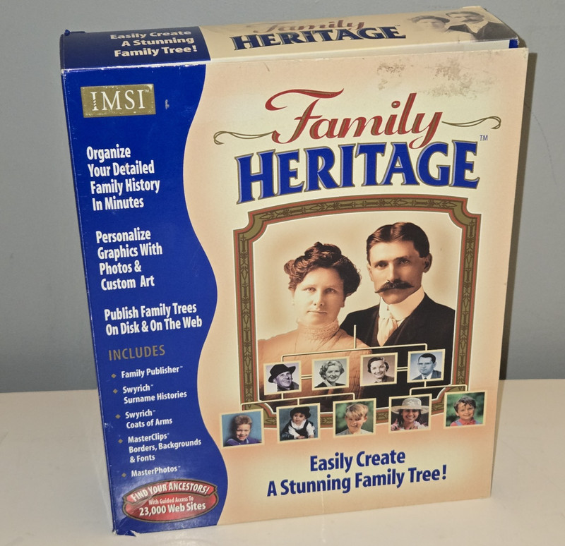 Vintage IMSI Family Heritage Software Family Tree Maker Windows 95 - Sealed READ