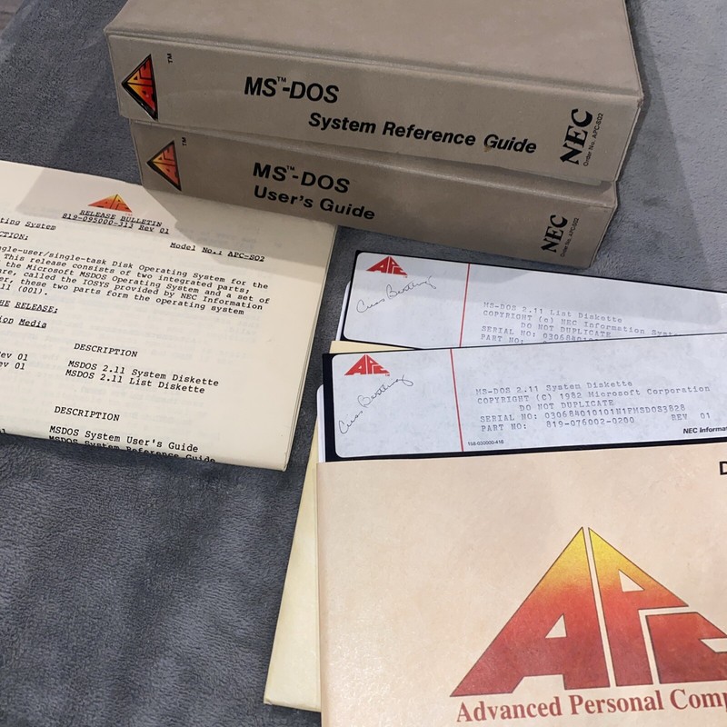NEC MS-DOS User’s Guide, Reference Guide V 2.11 Software on 8” Floppy Disks APC