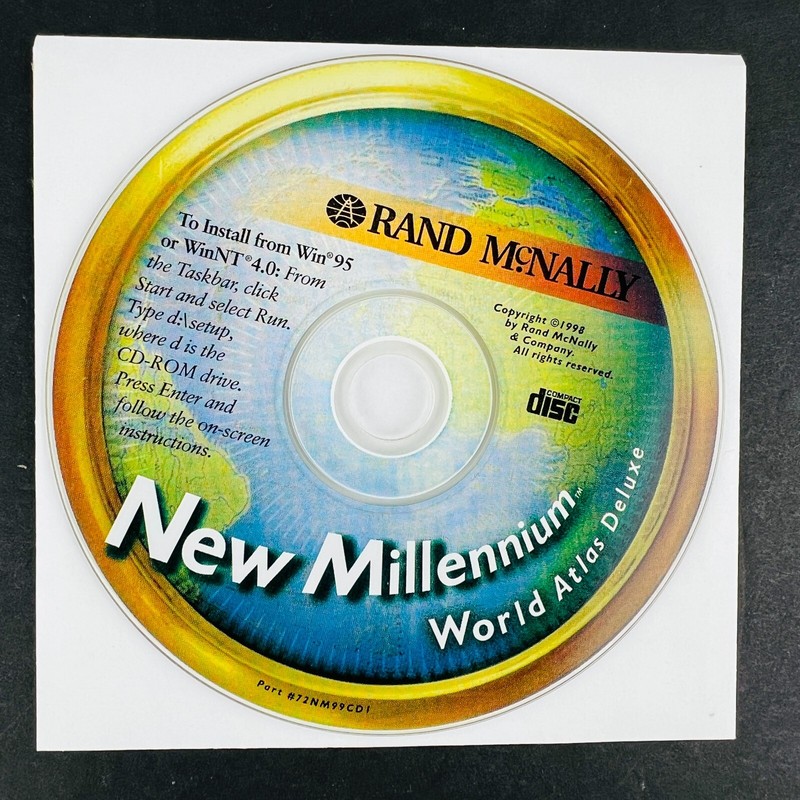 Rand McNally New Millennium World Atlas DeLuxe CD ROM PC Game Software