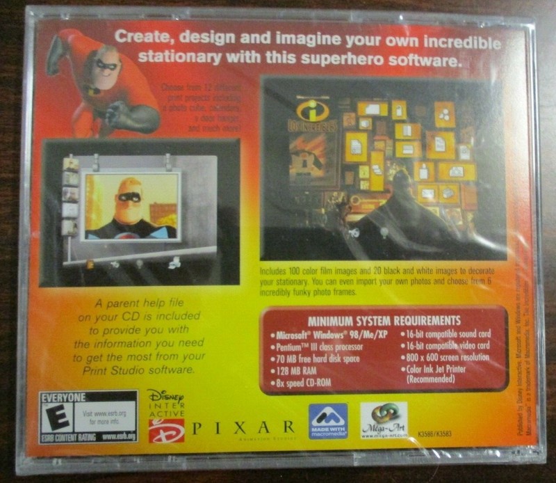 The Incredibles PC-CD ROM Print Studio, Disney Inter Active, SEALED gallery