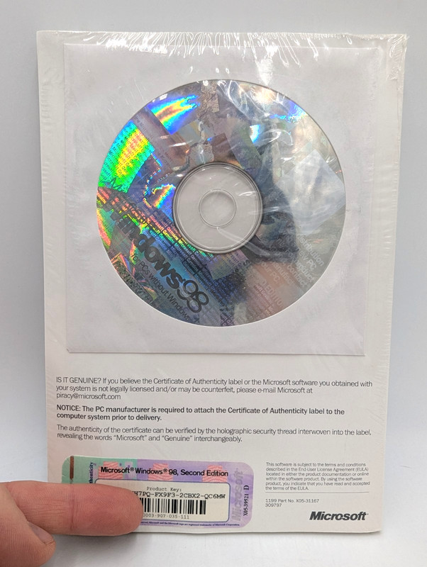 Microsoft Windows 98 New Sealed CD & Diskette w/ COA & Product Key NEW