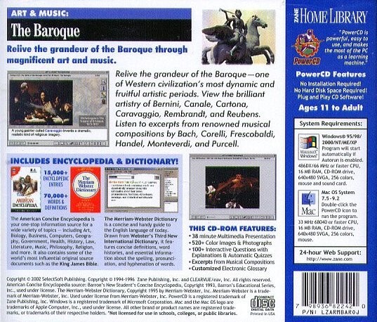 Zane: Art & Music: The Baroque (CD, 1996) for Win/Mac - NEW CD in SLEEVE gallery
