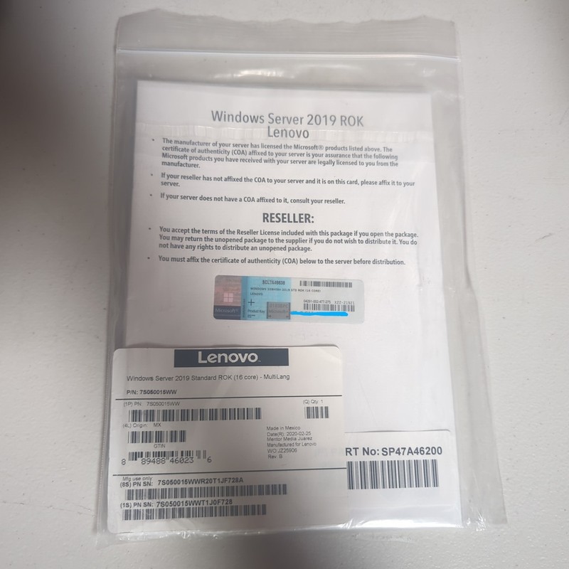 Lenovo 7S050015WW Microsoft Windows Server 2019 Standard (16 Core MultiLang) +CD gallery