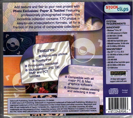 Photo Exclusives: Paper and Textiles (PC-CD, 2009) Win/Mac - Factory Sealed JC gallery