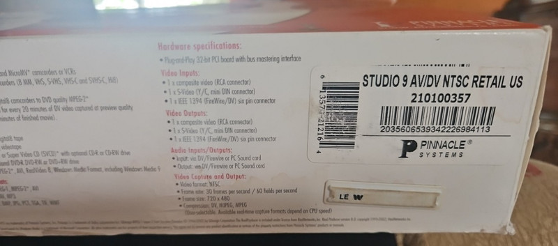 Pinnacle Studio 9 AV/DV NTSC Video Editing Software PCI Slot Compatible new NOB gallery