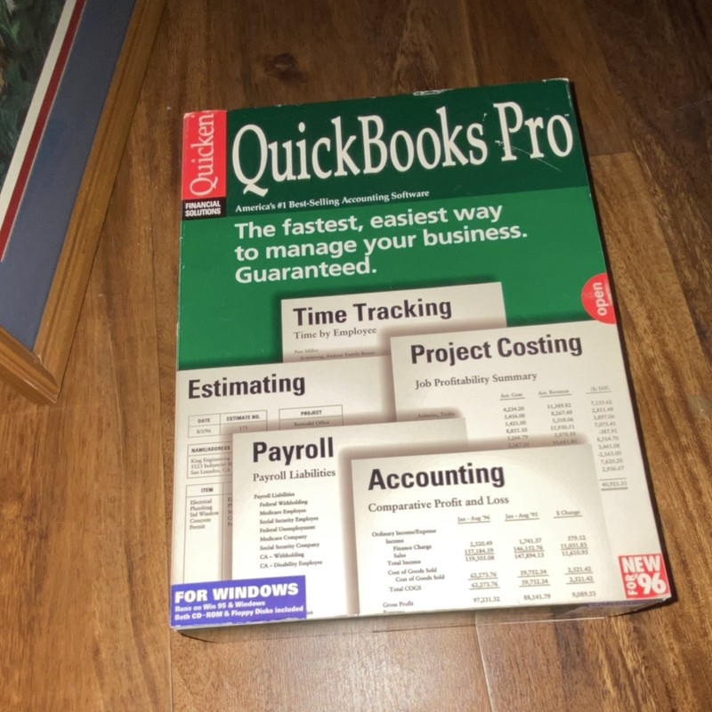 Quicken QuickBooks Pro 4.0 Windows Mac 3.5″ Floppy Discs Manuals