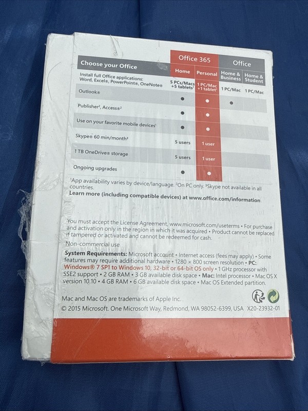 Microsoft Office 365 Personal 1 User 1 Year Subscription Windows Mac New Sealed gallery