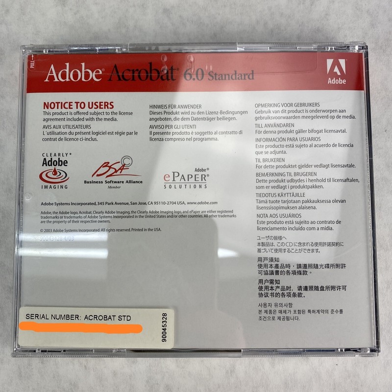 Adobe Acrobat 6.0 Standard 90046061 Windows CD w/ OEM Serial Number gallery