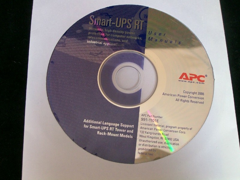 APC Smart-UPS RT User Manuals Part Number 991-1101E CD-ROM / FREE SHIPPING