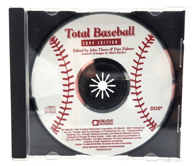 TOTAL BASEBALL CD-ROM John Thorn Pete Palmer PC DOS & Mac 1994 Edition