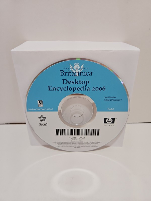2006 HP Britannica Desktop Encyclopedia Windows 98SE/Me/2000/XP Software PC CD