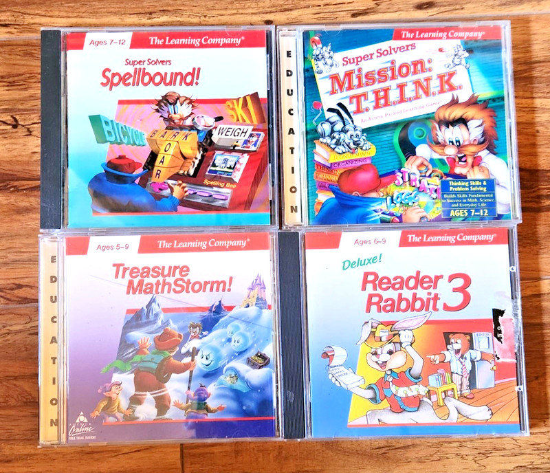 LOT OF 4 EDUCATIONAL Ages 5-12 PC MAC CD-ROM THE LEARNING COMPANY GAMES SOFTWARE