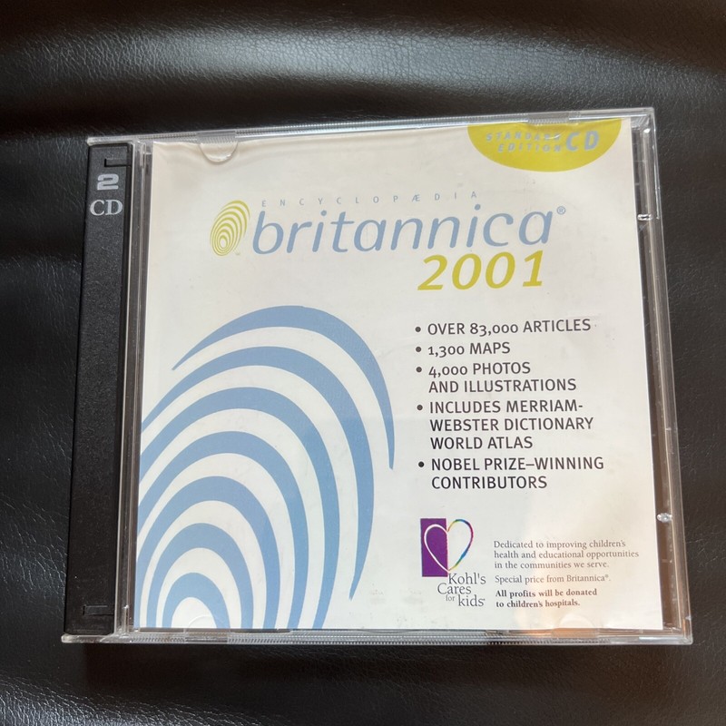 Britannica 2001 Standard Edition Version CD - Made For Kohl’s Cares for Kids