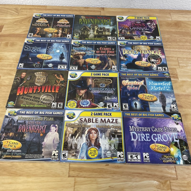 Lot of 12 PC Games: Big Fish Games- Various Adventure & Mystery Titles