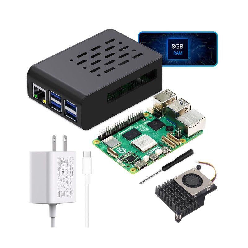 Basic kit for Raspberry Pi 5 RAM 8GB Included PI5 Case,5.1V 5A Power Supply,A…