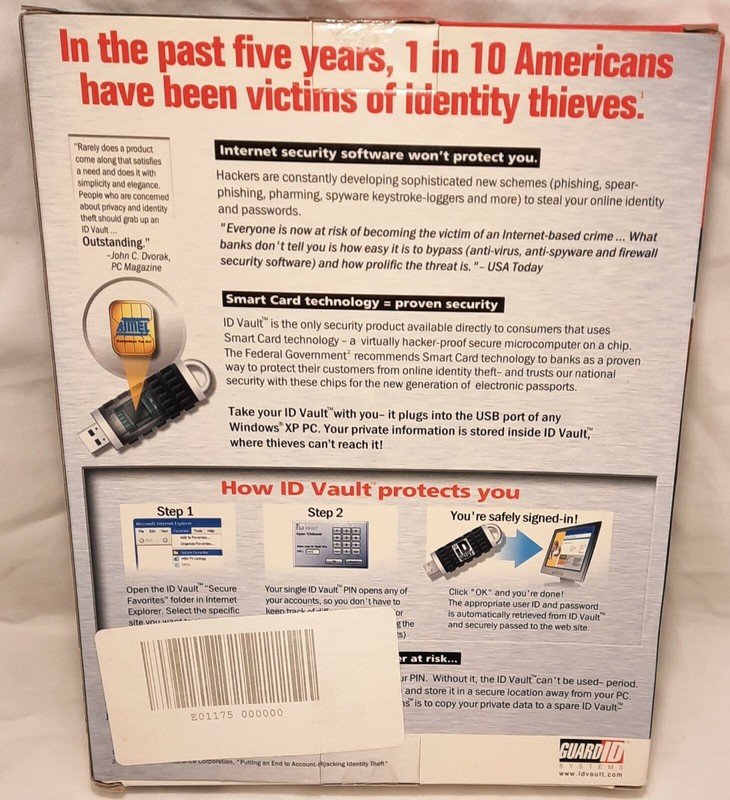 ID Vault Stop Online Identity Theft Guard ID Systems USB New gallery