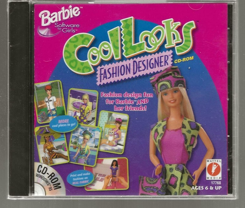 Barbie Software Girls, Cool Looks Fashion Designer CD- ROM w/ Accessories NO BOX