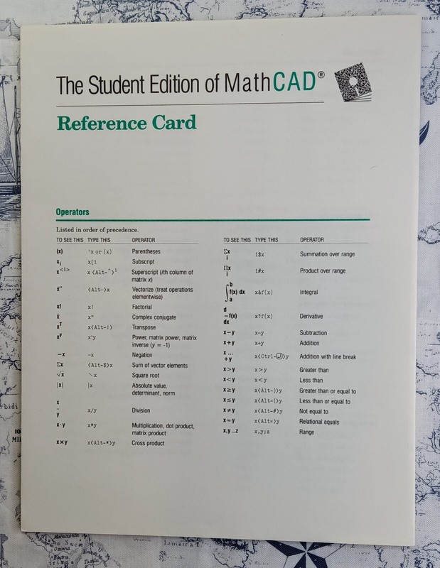 The Student Edition of MathCAD Version 2.0 IBM PC 3.5" Floppy Software Book 1989 gallery