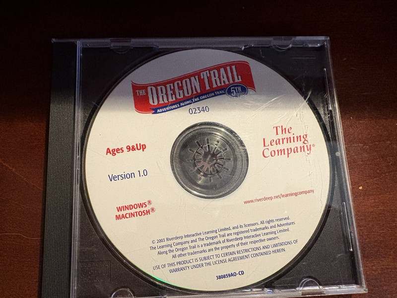THE OREGON TRAIL 5th EDIION VERSION 1.0 CD THE LEARNING COMPANY 5th EDITION CD