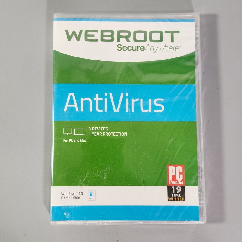 WebRoot Antivirus Virus Malware Protection CD-ROM for Windows 10 PC MAC 3-Device