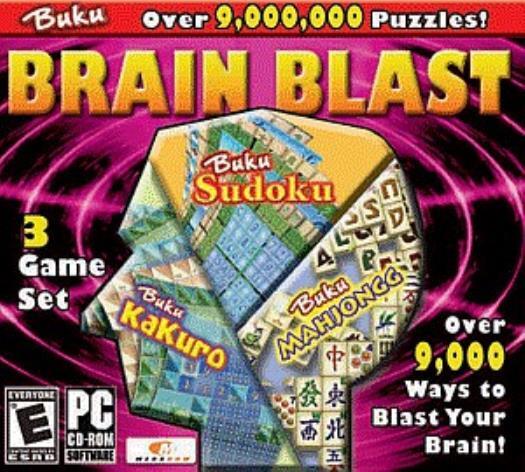 Buku Brain Blast PC CD mahjongg kakuro sudoku numbers match tiles puzzle game!