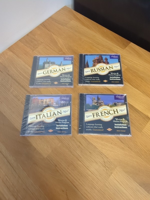 Transparent Language CDs for German, Russian, Italian And French - NIB gallery