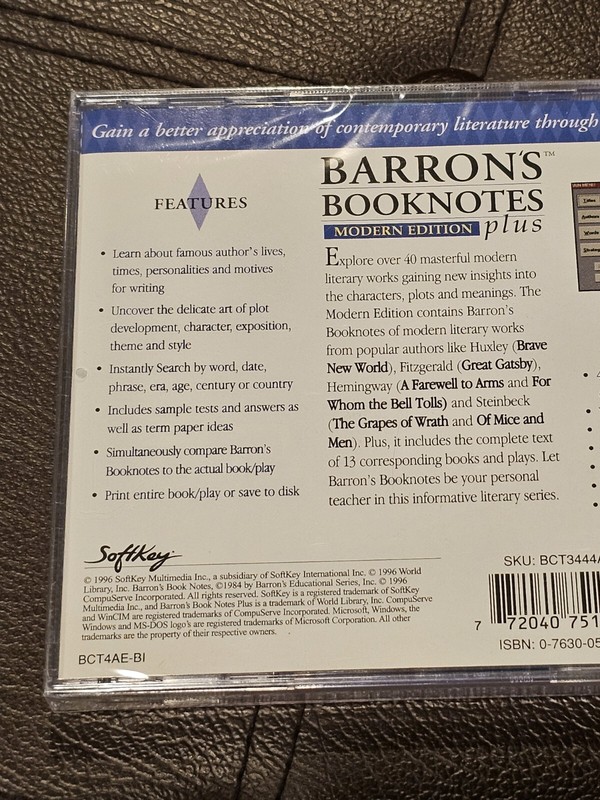 Barron's Booknotes Modern Edition Plus From Softkey, PC CD-ROM, Free Shipping gallery