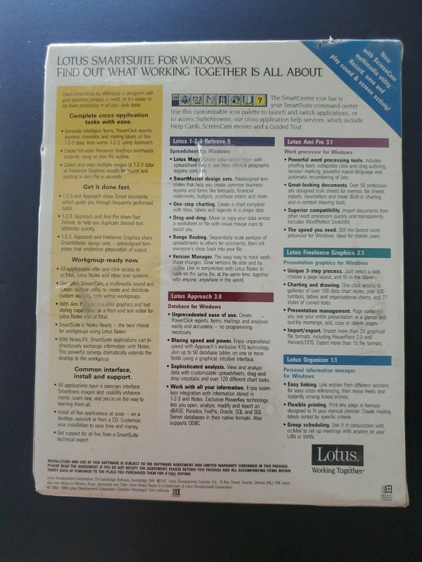Lotus SmartSuite Release 4 Windows 3.1 New/Sealed 3.5" Diskettes 1-2-3 & More gallery