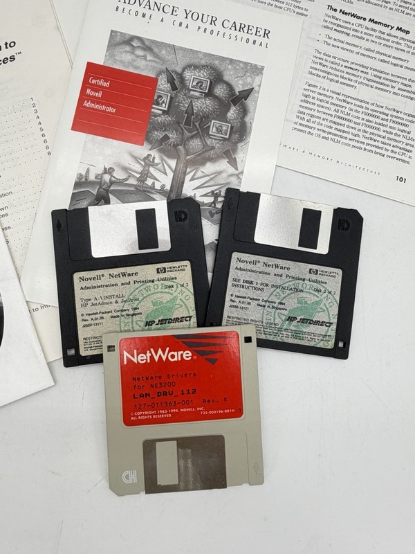 NOVELL Netware 4 CDs Client Software Operating System Online Floppy Discs Lot gallery