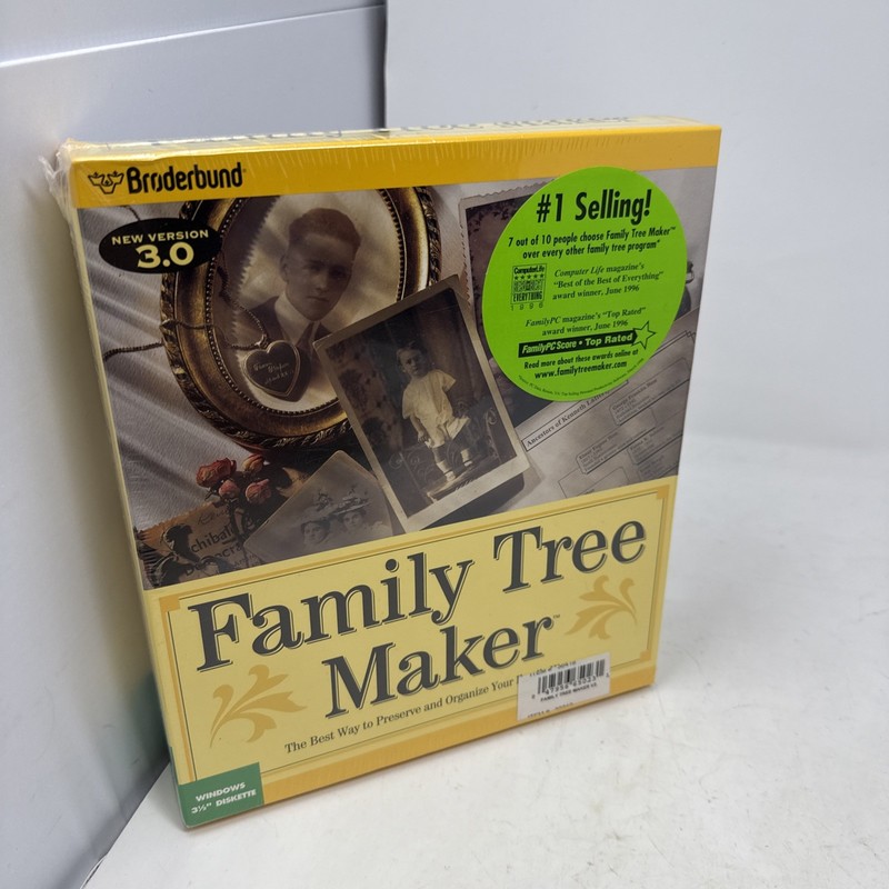 Broderbund Family Tree Maker Deluxe Edition 3.0 Windows 3 1/2" Diskette - Sealed gallery