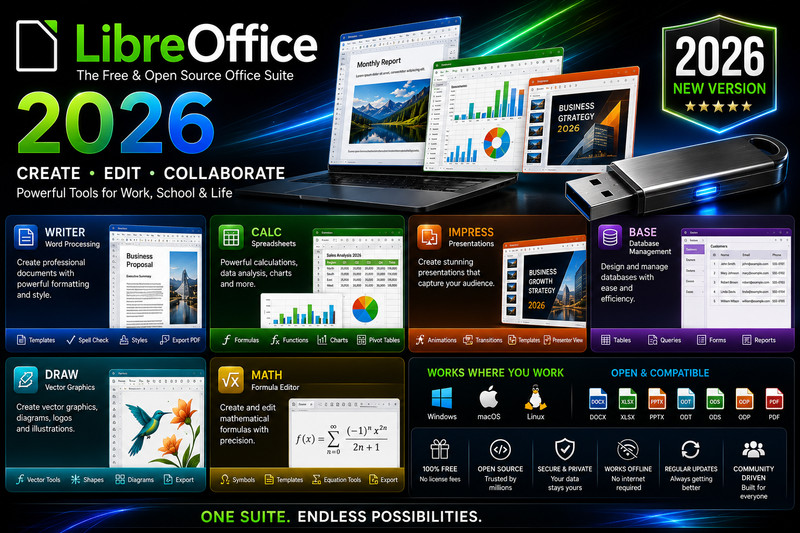 LibreOffice 2026 Software Suite Windows ~ Word Process, Home Student Business CD gallery