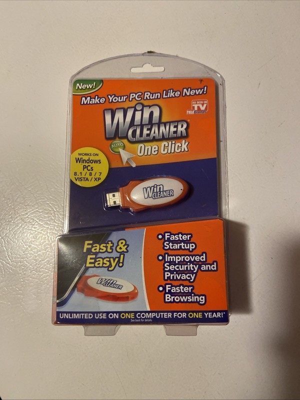 WIN CLEANER USB-One Click, Fast & Easy Computer Windows PC 7 8 Vista XP NEW