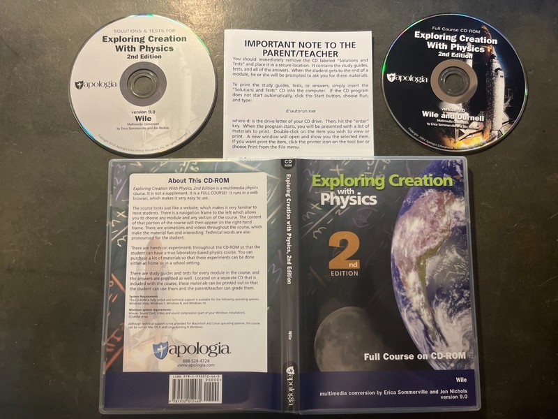 Exploring Creation with Physics 2nd Edition Full Course CD-ROMs *Excellent