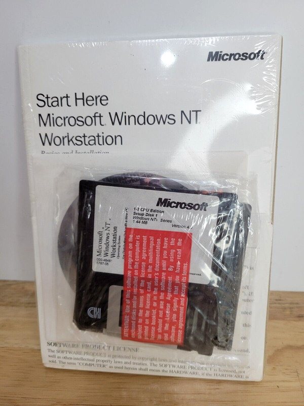 Microsoft Windows NT 4.0 Workstation 1-2 CPU Edition 3.5″ Floppy Setup Disks New