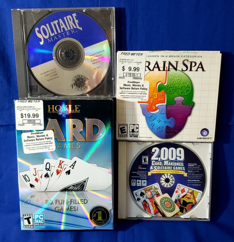 4x Vintage Computer CD Games Solitaire Mahjongg Card Games Brain Spa