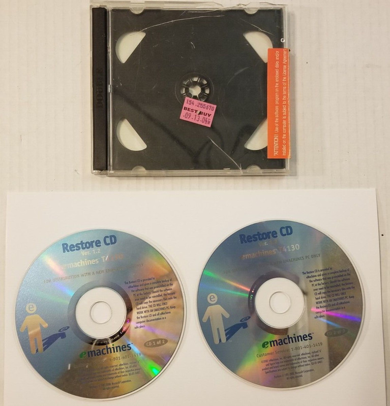 eMachines T4130 Desktop Restore Cd Set 2 disc Desktop - Good Condition