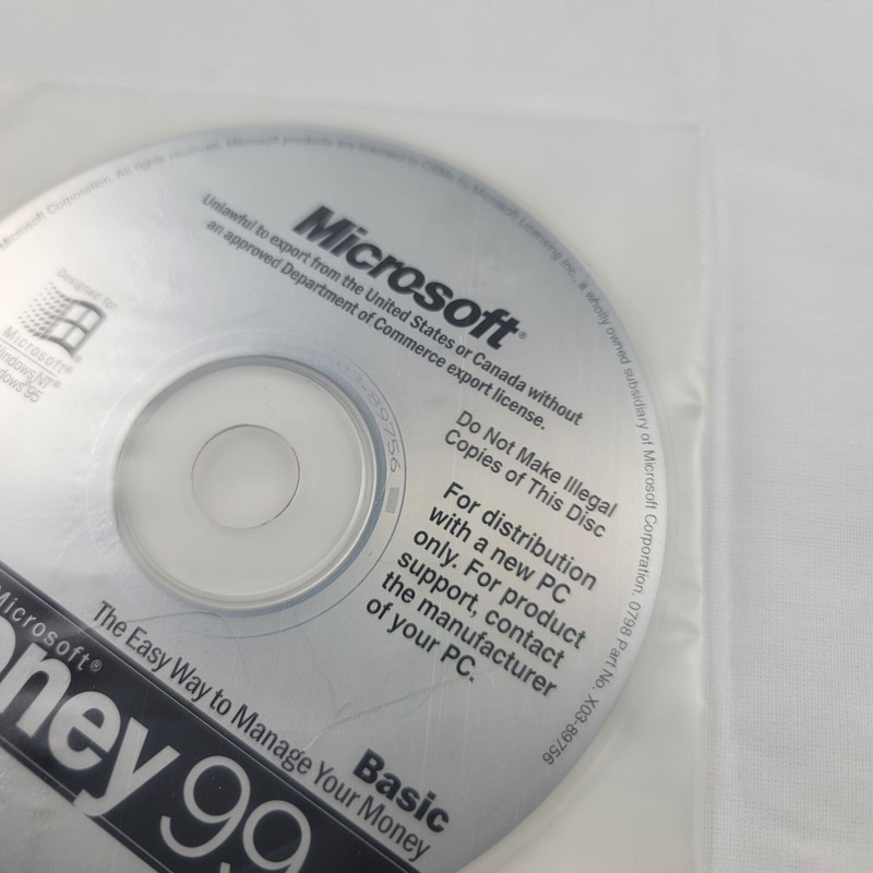 Microsoft Money 99 Basic Software PC Windows NT & Windows 95 DISC ONLY gallery