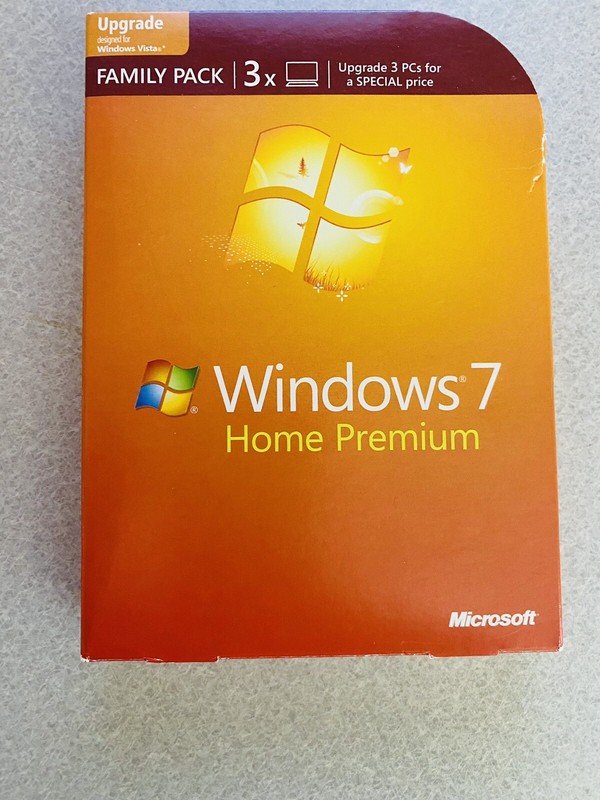 Microsoft Windows 7 Home Premium Upgrade Family Pack 2-Disc 3PC 32 & 64 bit