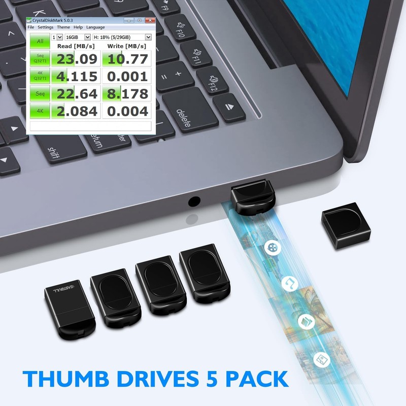 EASTBULL 4GB Small Flash Drives 5 Pack USB2.0 Mini USB Drive with a USB-C Ada... gallery