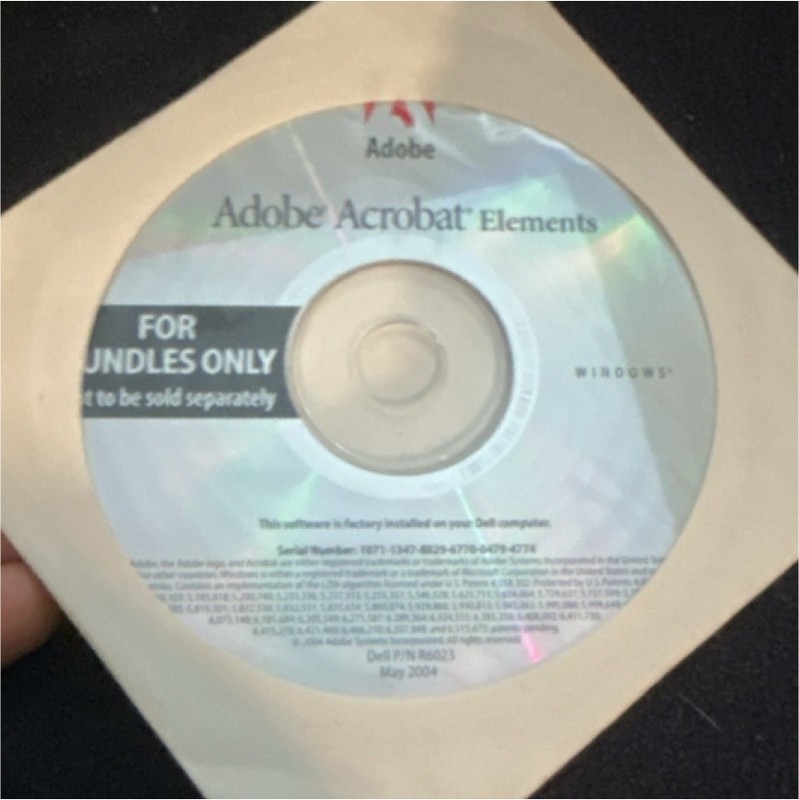 Adobe Acrobat Elements CD For Bundles Only Windows MPN 0C6554