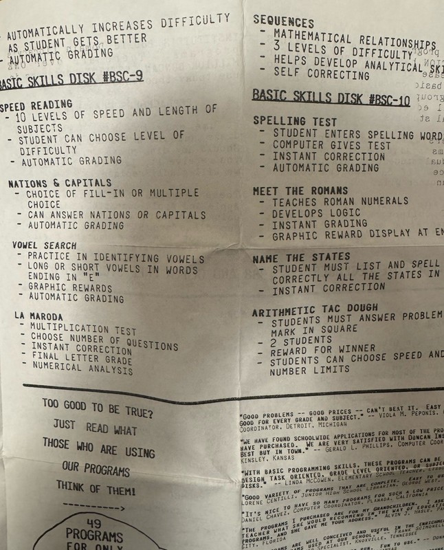 Vintage Apple II BASIC SKILLS Collection- Duncan Institute 10 Disks 49 Programs gallery