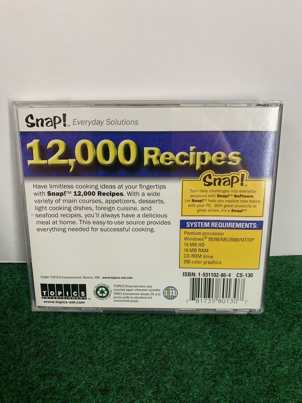 Snap Everyday Solutions 12,000 Recipes Computer Disc-(2001) gallery