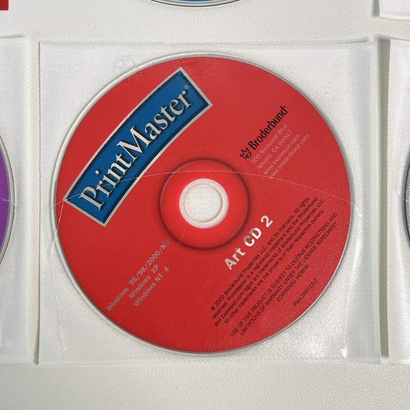 PrintMaster Gold 12 Broderbund 5 CD Set Win 95 98 XP 2000 PC Art Software 2002 gallery