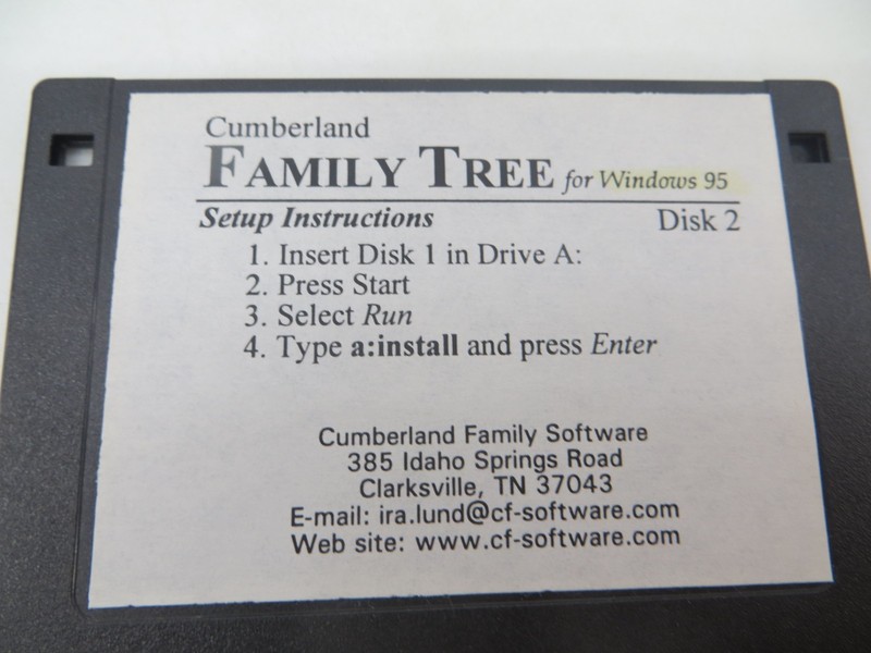 Cumberland FAMILY TREE for Windows 95 3.5" Floppy Disks computer program gallery