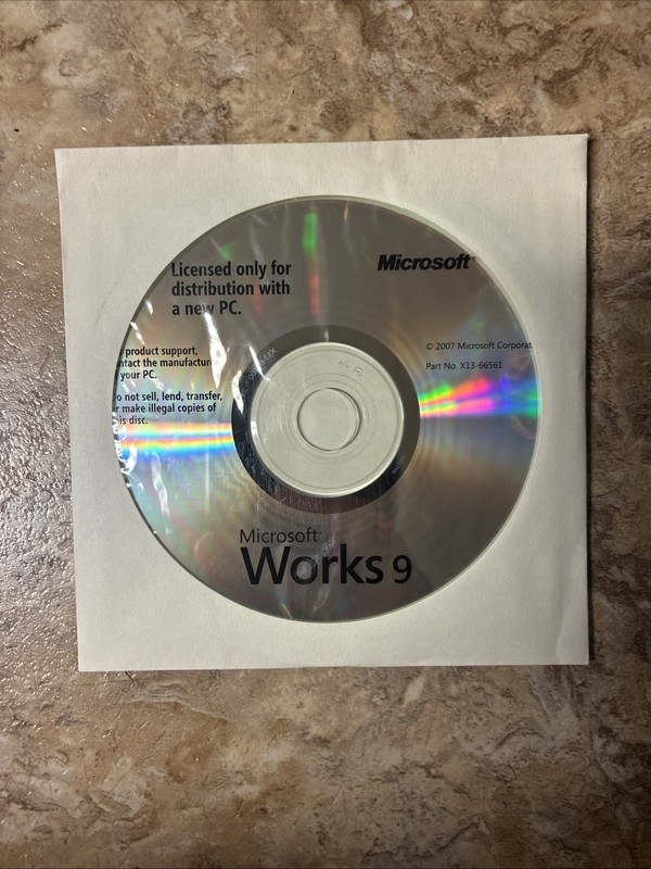 Microsoft Works 9 Installation CD 9.0 for Dell Computer