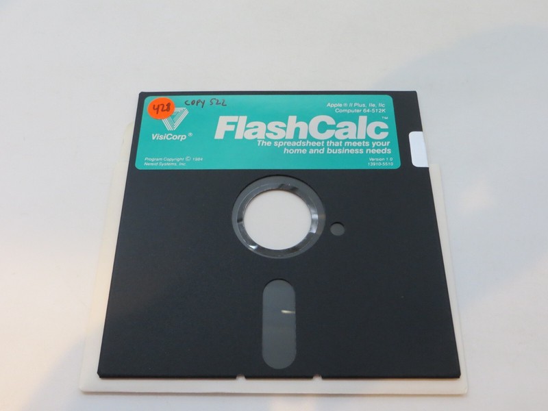 Apple II 5.25″ Floppy Disk FlashCalc Vintage 1984 VisiCorp Software computer