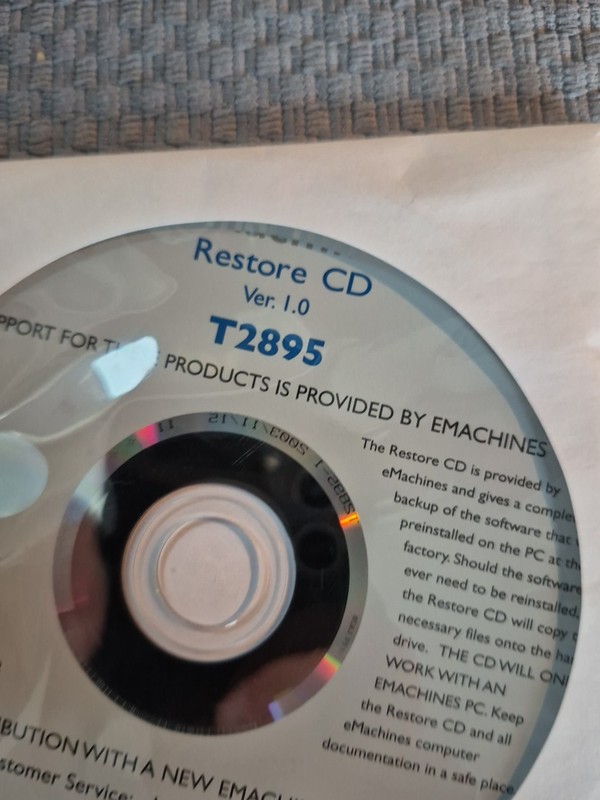 eMachines T2895 RESTORE CDs 1-3 New Sealed gallery