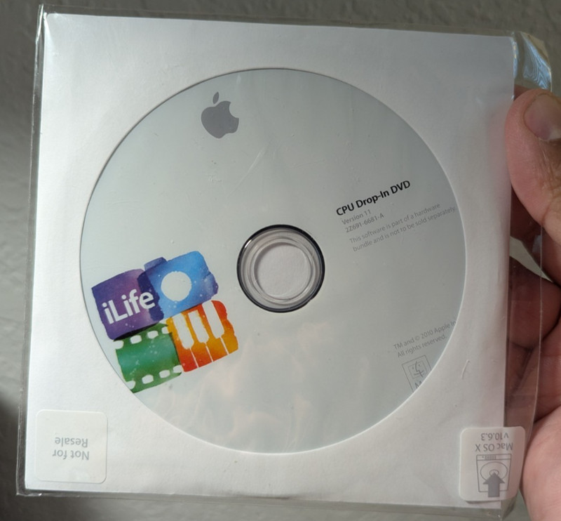 Apple iLife ’11 CPU Drop-In DVD Version 11 2Z691-6681-A Mac OS Software Disc